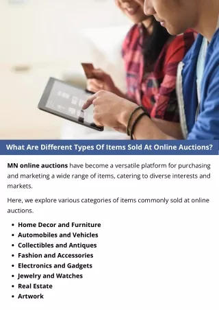 What Are Different Types Of Items Sold At Online Auctions?