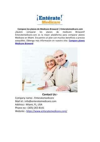 Compare los planes de Medicare Broward | Enteratemedicare.com