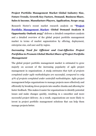Project Portfolio Management Market Growth 2035