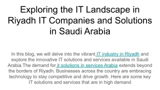 Exploring the IT Landscape in Riyadh IT Companies and Solutions in Saudi Arabia