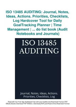 [DOWNLOAD] eBooks ISO 13485 AUDITING Journal  Notes  Ideas  Actions. Priorities