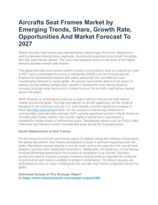 Aircrafts Seat Frames Market by Emerging Trends 2027