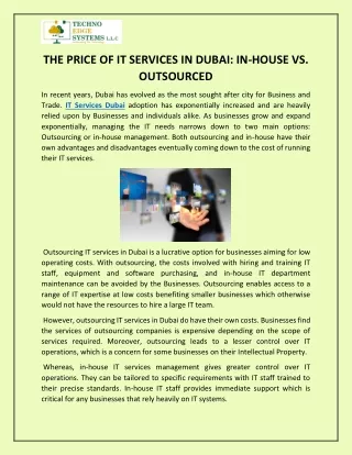 THE PRICE OF IT SERVICES IN DUBAI IN-HOUSE VS. OUTSOURCED