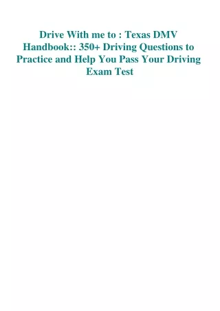 DOWNLOAD PDF Drive With me to  Texas DMV Handbook 350  Driving Questions to Prac