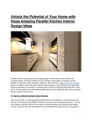 Unlock the Potential of Your Home with Our Parallel Kitchen Interior Design Idea