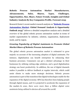 Robotic Process Automation Market Size, Share, Future Trends 2035