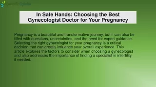 In Safe Hands Choosing the Best Gynecologist Doctor for Your Pregnancy