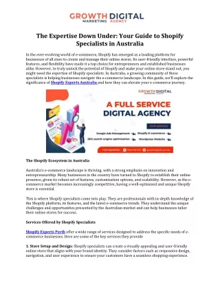 The Expertise Down Under Your Guide to Shopify Specialists in Australia