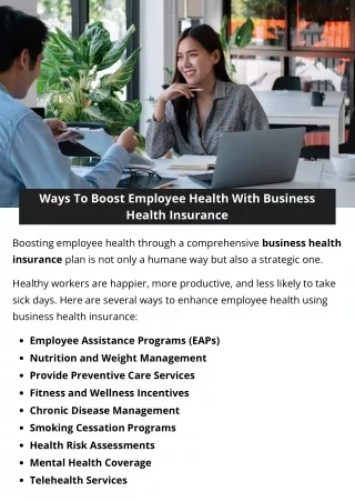 Ways To Boost Employee Health With Business Health Insurance