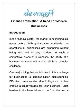 Finance Translation: A Need For Modern Businesses