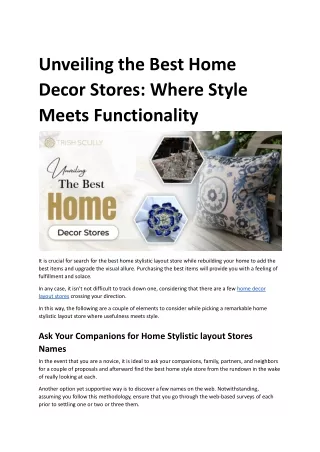 Unveiling the Best Home Decor Stores_ Where Style Meets Functionality.docx