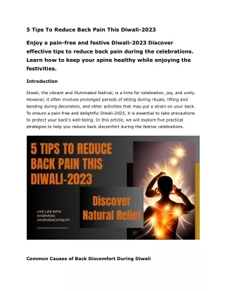5 Tips To Reduce Back Pain This Diwali-2023