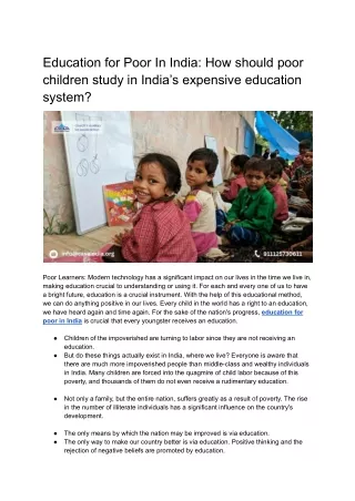 Education for Poor In India | CASA