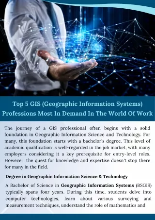 Top 5 GIS (Geographic Information Systems) Professions Most In Demand In The World Of Work