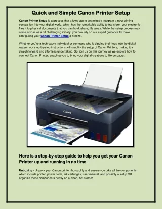 Quick and Simple Canon printer setup