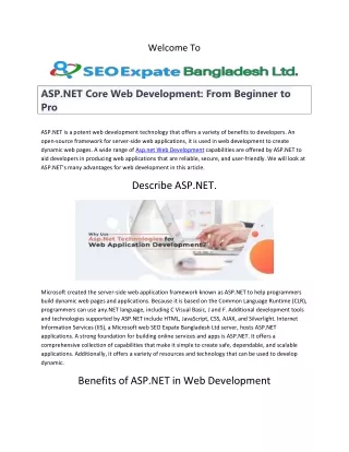 ASP.NET Core Web Development From Beginner to Pro