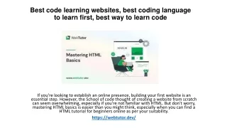 Best code learning websites, best coding language to learn first, best way to learn code