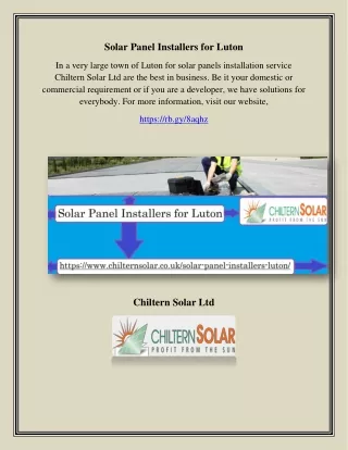 Solar Panel Installers for Luton, chilternsolar