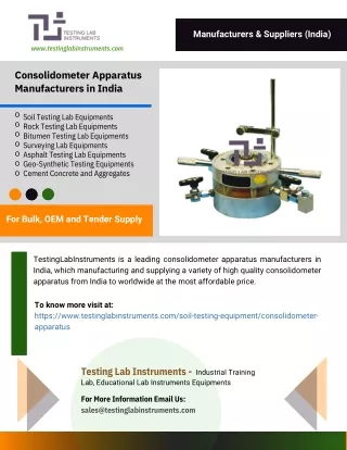 Consolidometer Apparatus Manufacturers in India