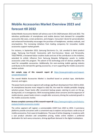 Mobile Accessories Market Overview 2023 and forecast till 2032