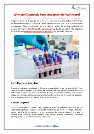 Why are Diagnostic Tests Important in Healthcare?