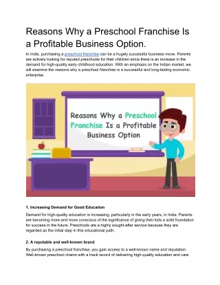 Reasons Why a Preschool Franchise Is a Profitable Business Option