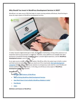 Why Should You Invest in WordPress Development Services in 2023