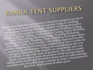 Ranka Tent Suppliers