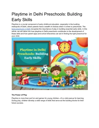 Playtime in Delhi Preschools_ Building Early Skills
