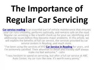 The Importance of Regular Car Servicing