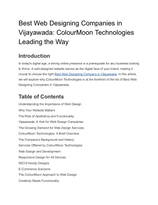 Best Web Designing Companies in Vijayawada_ ColourMoon Technologies Leading the Way