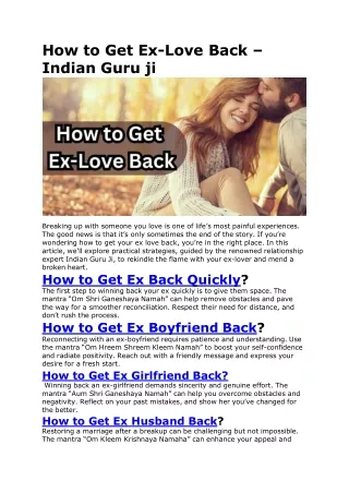 How to Get Ex-Love Back – Indian Guru ji