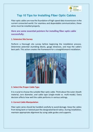 Top 10 Tips for Installing Fiber Optic Cables