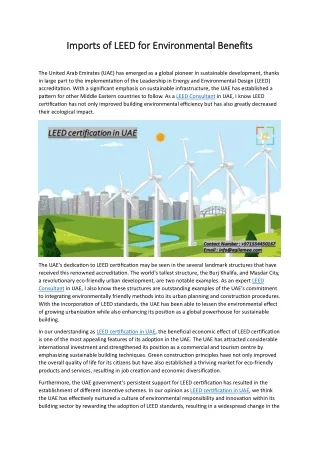 Imports of LEED for Environmental Benefits