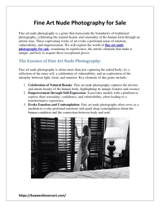 Fine Art Nude Photography for Sale