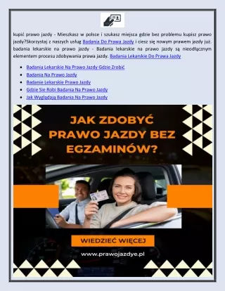 Prawo Jazdy Badania,Prawo Jazdy Zapisy
