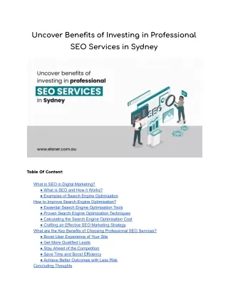 Uncover Benefits of Investing in Professional SEO Services in Sydney