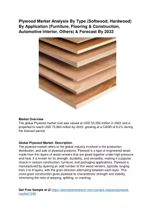 Plywood Market Analysis By Type (Softwood, Hardwood) By Application