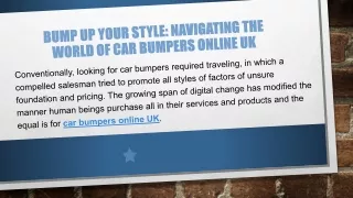 Bump Up Your Style Navigating The World Of Car Bumpers Online UK