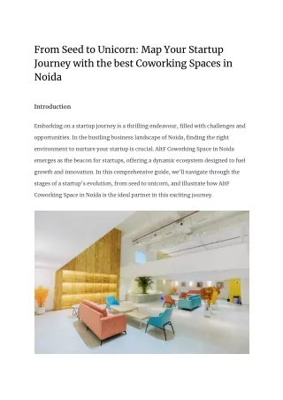 From Seed to Unicorn_ Map Your Startup Journey with the best Coworking Spaces in Noida