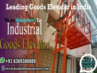 Goods Lift, Industrial Goods Elevator, Heavyduty Goods Lifting Equipment Chennai, India