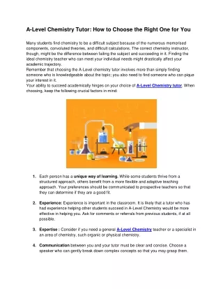 A-Level Chemistry Tutor_ How to Choose the Right One for You