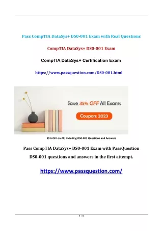 CompTIA DataSys  DS0-001 Practice Test Questions