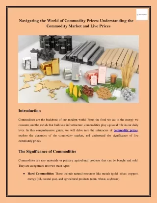Understanding the Commodity Market and Live Prices