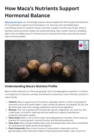 How Maca’s Nutrients Support Hormonal Balance