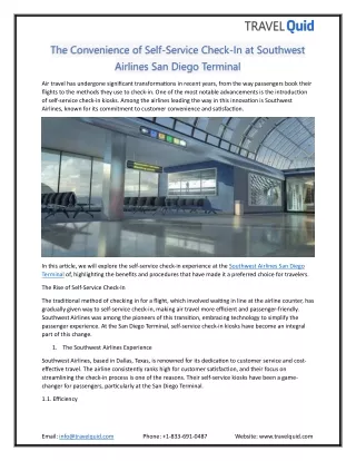 Effortless Travel: Navigating Southwest Airlines' San Diego Terminal