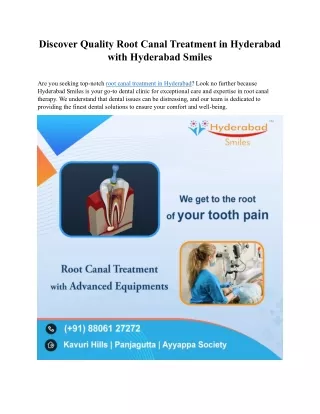 Root Canal Treatment in Hyderabad with Hyderabad Smiles