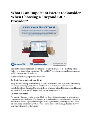 What Is an Important Factor to Consider When Choosing a Beyond ERP Provider