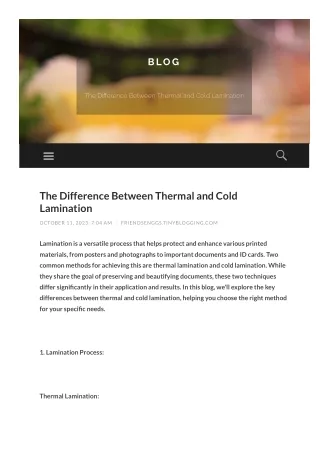 The Difference Between Thermal and Cold Lamination