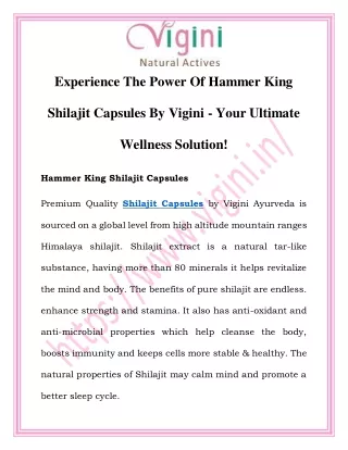 Hammer King Gold Shilajit Capsules |Call Now-8130095129|Vigini